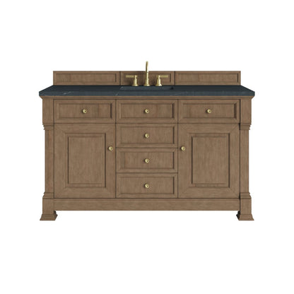 James Martin - Brookfield 60" Single Vanity, Pecan w/ 3 CM Charcoal Soapstone Silestone Top - 547-V60S-PCN-3CSP view 1