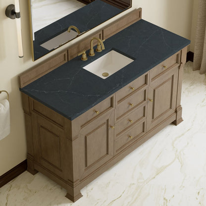 James Martin - Brookfield 60" Single Vanity, Pecan w/ 3 CM Charcoal Soapstone Silestone Top - 547-V60S-PCN-3CSP view 7