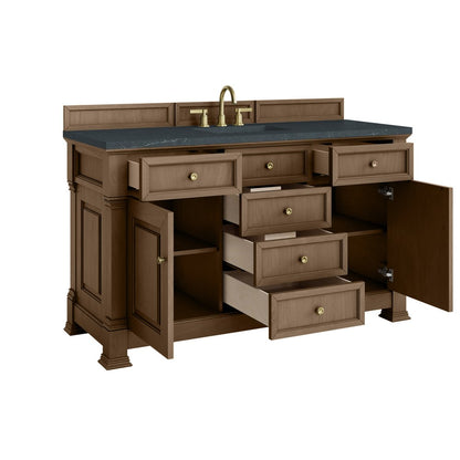 James Martin - Brookfield 60" Single Vanity, Pecan w/ 3 CM Charcoal Soapstone Silestone Top - 547-V60S-PCN-3CSP view 8