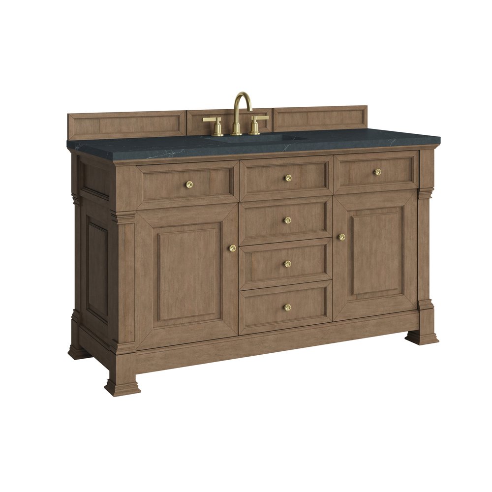 James Martin - Brookfield 60" Single Vanity, Pecan w/ 3 CM Charcoal Soapstone Silestone Top - 547-V60S-PCN-3CSP view 10