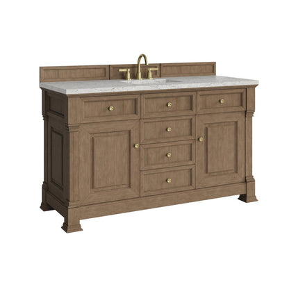 James Martin - Brookfield 60" Single Vanity, Pecan w/ 3 CM Eternal Jasmine Pearl Silestone Top - 547-V60S-PCN-3EJP view 10