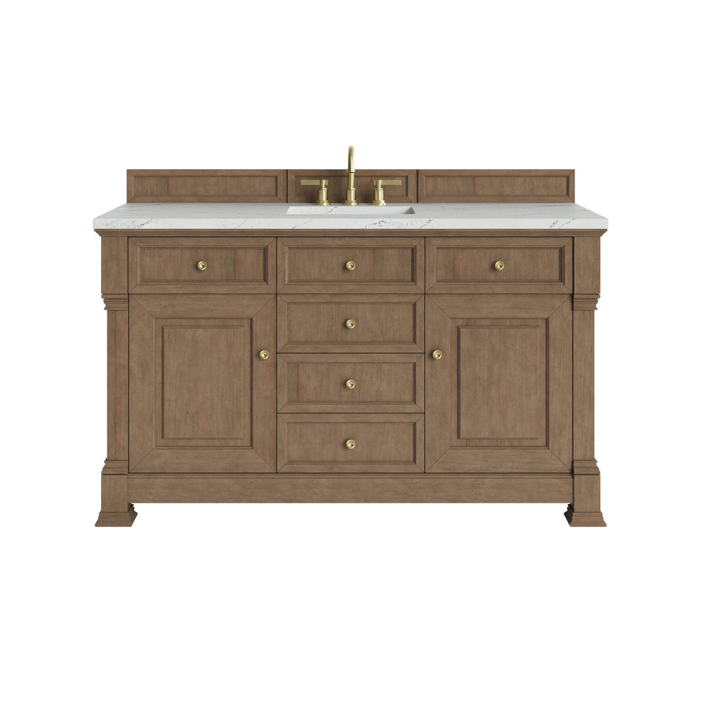 James Martin - Brookfield 60" Single Vanity, Pecan w/ 3 CM Ethereal Noctis Silestone Top - 547-V60S-PCN-3ENC view 1
