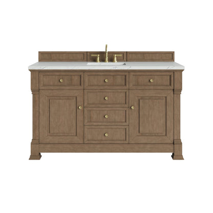 James Martin - Brookfield 60" Single Vanity, Pecan w/ 3 CM Ethereal Noctis Silestone Top - 547-V60S-PCN-3ENC view 1