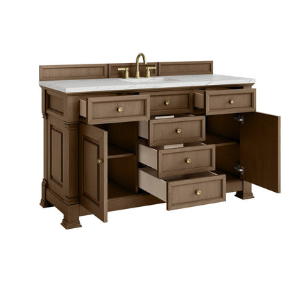 James Martin - Brookfield 60" Single Vanity, Pecan w/ 3 CM Ethereal Noctis Silestone Top - 547-V60S-PCN-3ENC view 8