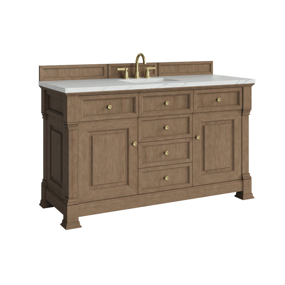 James Martin - Brookfield 60" Single Vanity, Pecan w/ 3 CM Ethereal Noctis Silestone Top - 547-V60S-PCN-3ENC view 10