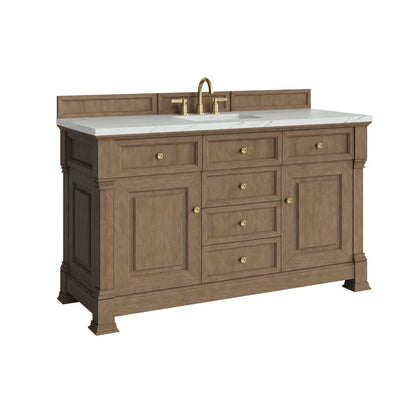 James Martin - Brookfield 60" Single Vanity, Pecan w/ 3 CM Ethereal Noctis Silestone Top - 547-V60S-PCN-3ENC view 10