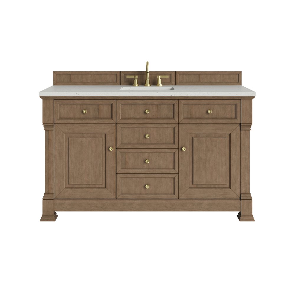James Martin - Brookfield 60" Single Vanity, Pecan w/ 3 CM Lime Delight Silestone  Top - 547-V60S-PCN-3LDL view 1