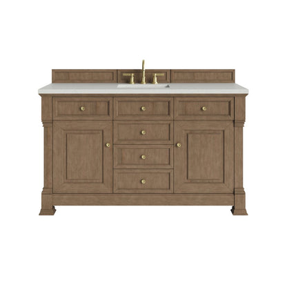 James Martin - Brookfield 60" Single Vanity, Pecan w/ 3 CM Lime Delight Silestone  Top - 547-V60S-PCN-3LDL view 1