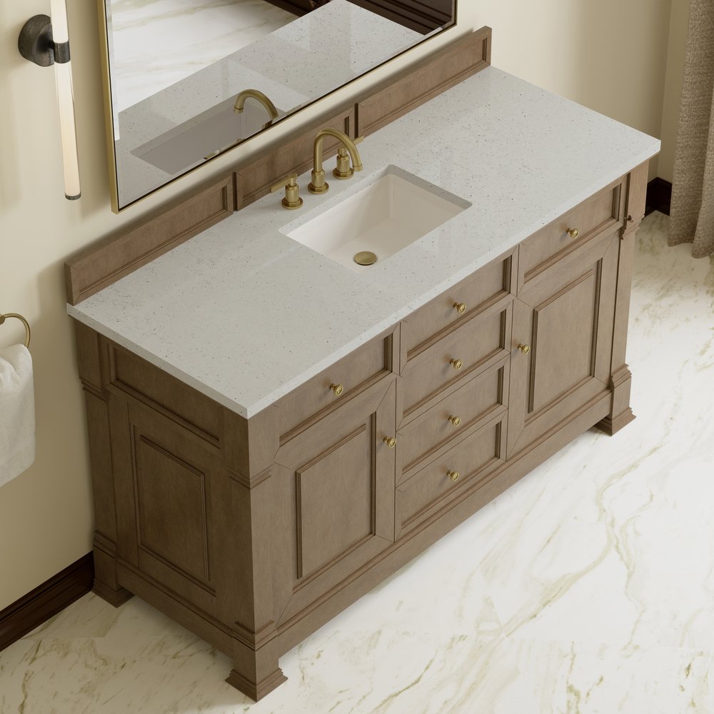 James Martin - Brookfield 60" Single Vanity, Pecan w/ 3 CM Lime Delight Silestone  Top - 547-V60S-PCN-3LDL view 7