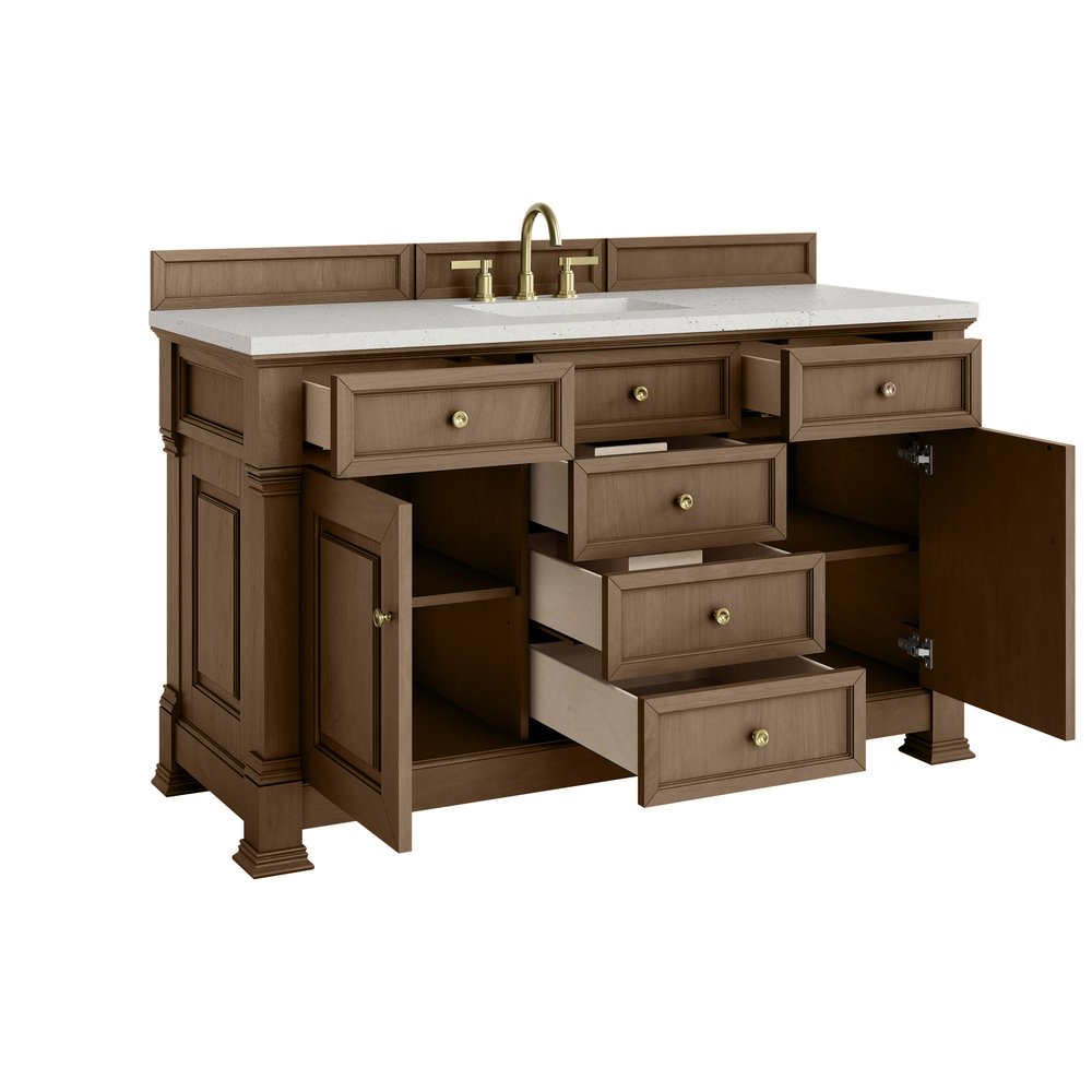 James Martin - Brookfield 60" Single Vanity, Pecan w/ 3 CM Lime Delight Silestone  Top - 547-V60S-PCN-3LDL view 8