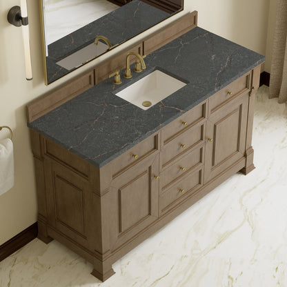 James Martin - Brookfield 60" Single Vanity, Pecan w/ 3 CM Parisien Bleu Silestone Top - 547-V60S-PCN-3PBL view 7