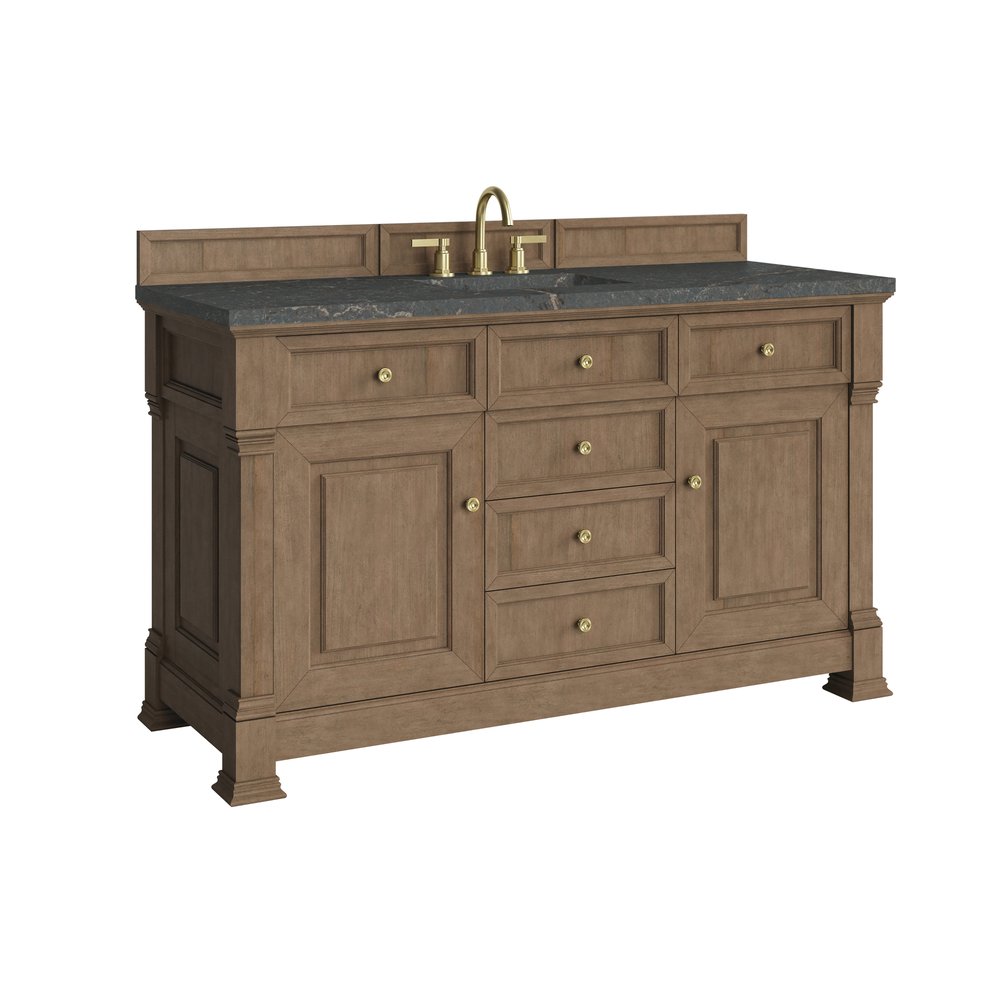James Martin - Brookfield 60" Single Vanity, Pecan w/ 3 CM Parisien Bleu Silestone Top - 547-V60S-PCN-3PBL view 10