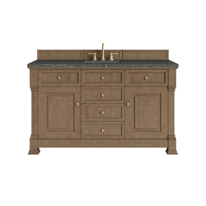 James Martin - Brookfield 60" Single Vanity, Pecan w/ 3 CM Parisien Bleu Silestone Top w/ FreePower Wireless Charger - 547-V60S-PCN-FPBL view 1