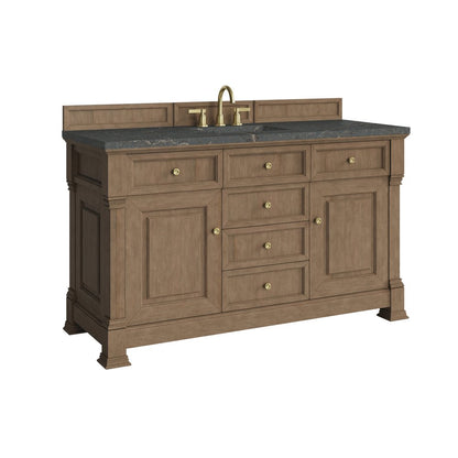 James Martin - Brookfield 60" Single Vanity, Pecan w/ 3 CM Parisien Bleu Silestone Top w/ FreePower Wireless Charger - 547-V60S-PCN-FPBL view 10
