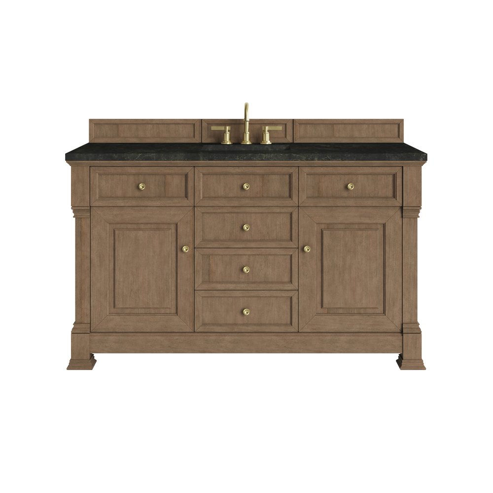 James Martin - Brookfield 60" Single Vanity, Pecan, w/ 3 CM Phantome Eclos Top - 547-V60S-PCN-3PHT view 1