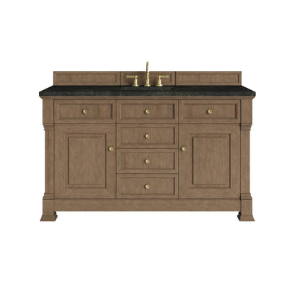 James Martin - Brookfield 60" Single Vanity, Pecan, w/ 3 CM Phantome Eclos Top - 547-V60S-PCN-3PHT view 1