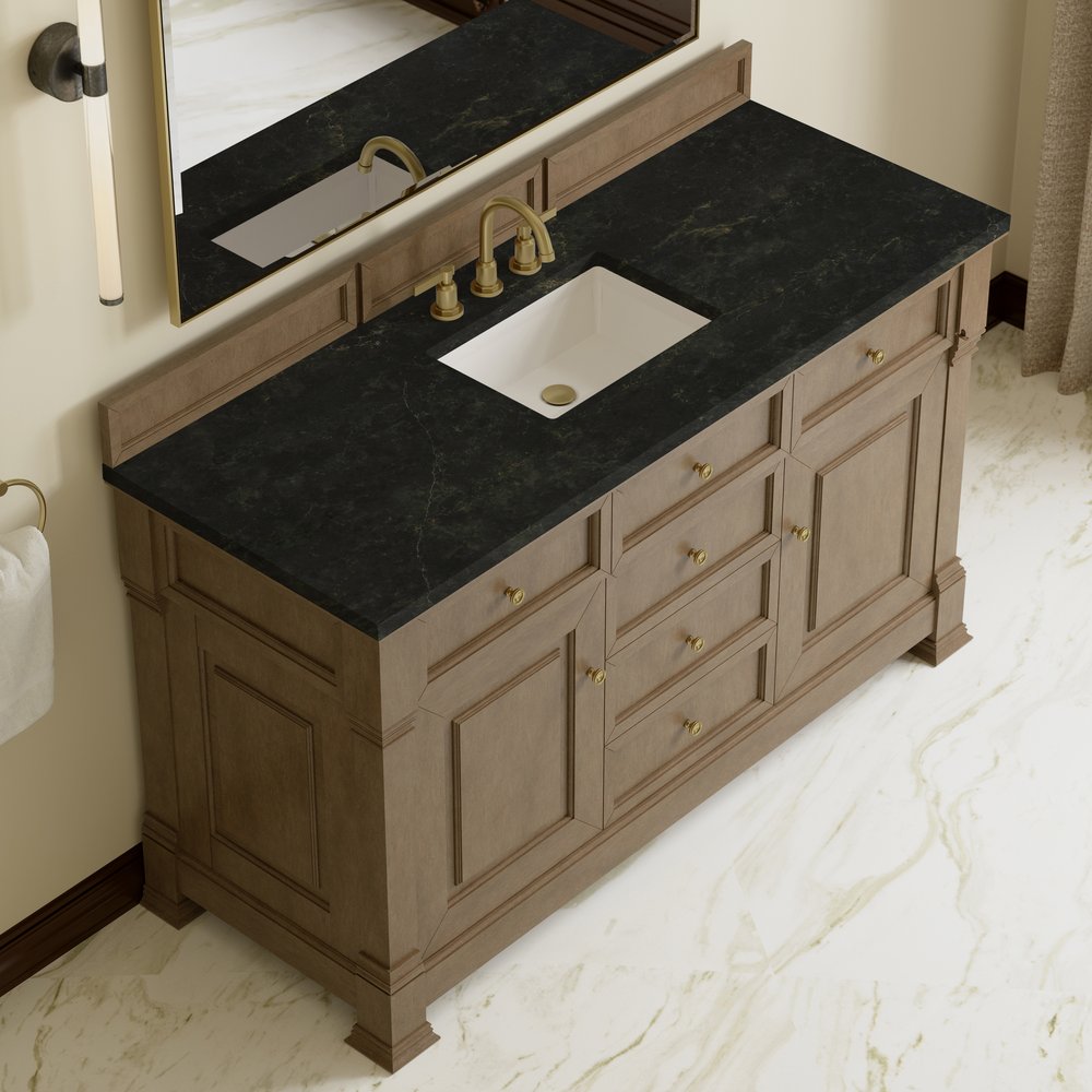 James Martin - Brookfield 60" Single Vanity, Pecan, w/ 3 CM Phantome Eclos Top - 547-V60S-PCN-3PHT view 7