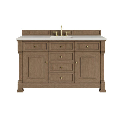 James Martin - Brookfield 60" Single Vanity, Pecan, w/ 3 CM Siberian Silestone Top - 547-V60S-PCN-3SFR view 1