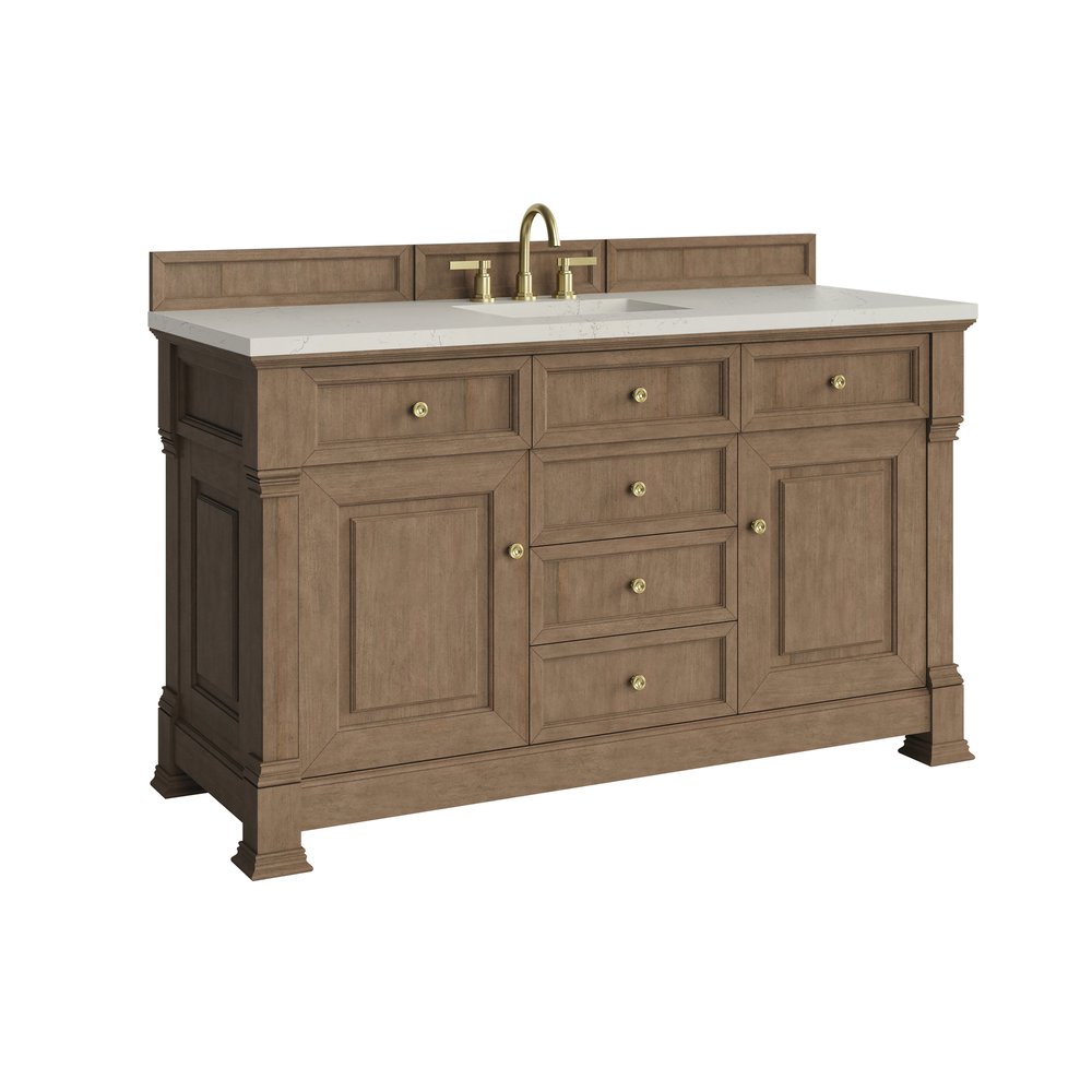 James Martin - Brookfield 60" Single Vanity, Pecan, w/ 3 CM Siberian Silestone Top - 547-V60S-PCN-3SFR view 9