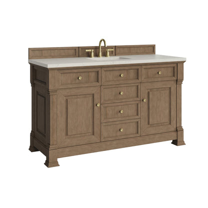 James Martin - Brookfield 60" Single Vanity, Pecan, w/ 3 CM Siberian Silestone Top - 547-V60S-PCN-3SFR view 9