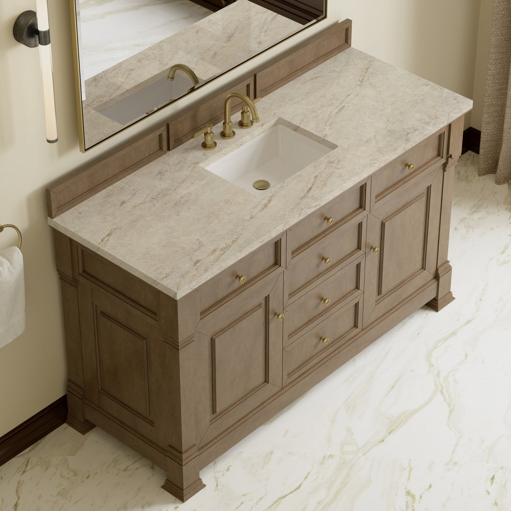 James Martin - Brookfield 60" Single Vanity, Pecan, w/ 3 CM Tajnar Eclos Top - 547-V60S-PCN-3TJR view 7