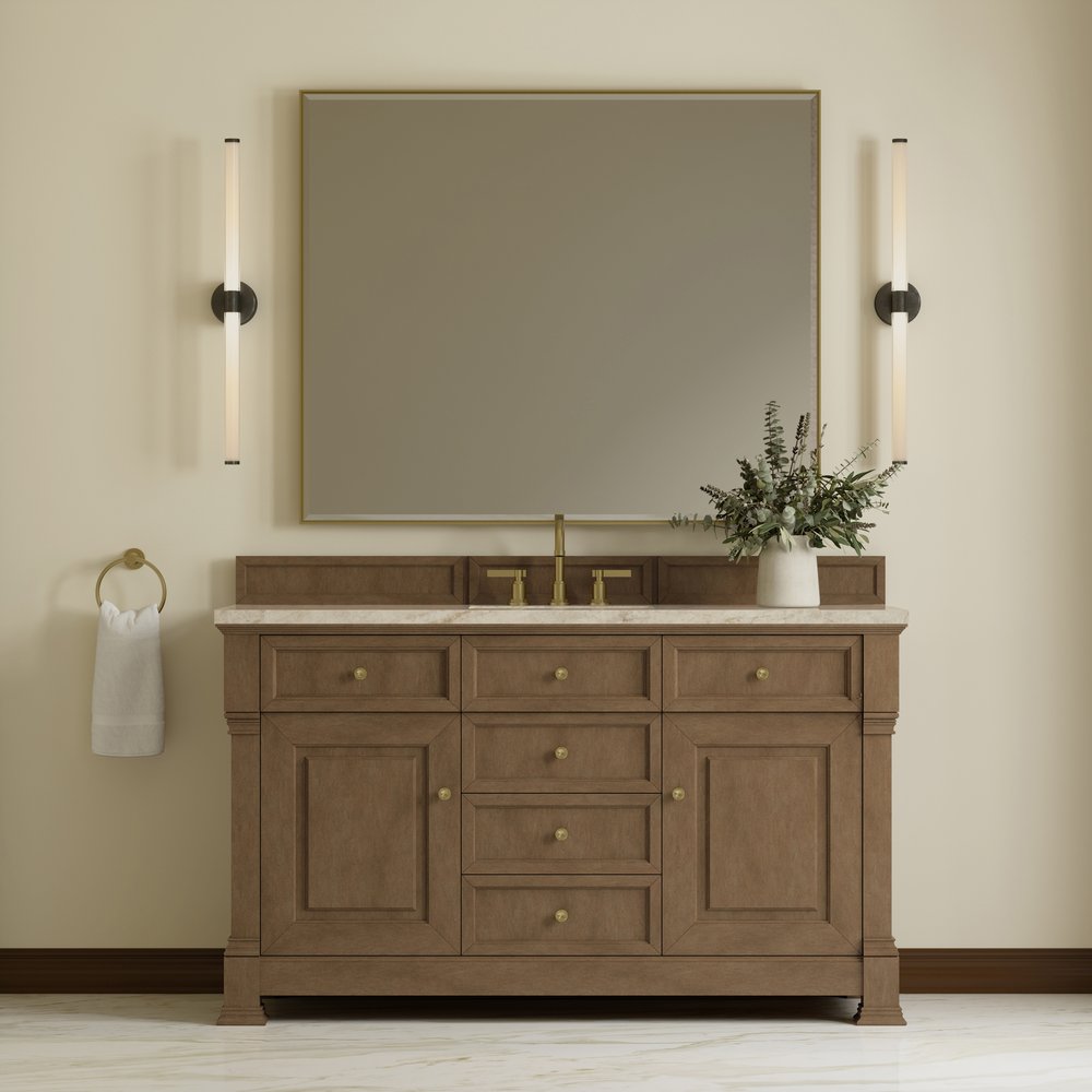 James Martin - Brookfield 60" Single Vanity, Pecan, w/ 3 CM Tajnar Eclos Top w/FreePower Wireless Charger - 547-V60S-PCN-FTJR view 3