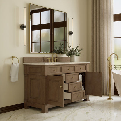 James Martin - Brookfield 60" Single Vanity, Pecan, w/ 3 CM Tajnar Eclos Top w/FreePower Wireless Charger - 547-V60S-PCN-FTJR view 5