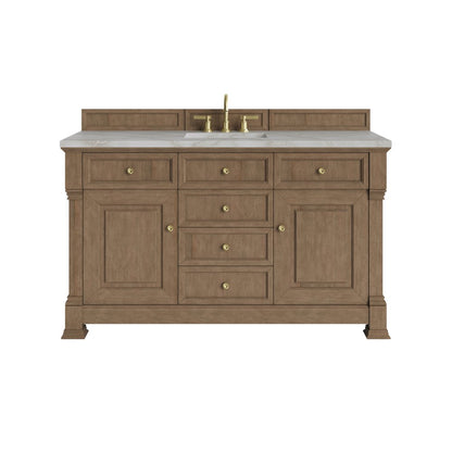 James Martin - Brookfield 60" Single Vanity, Pecan w/ 3 CM Victorian Silver Silestone Top - 547-V60S-PCN-3VSL view 1