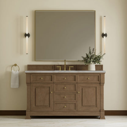 James Martin - Brookfield 60" Single Vanity, Pecan w/ 3 CM Victorian Silver Silestone Top - 547-V60S-PCN-3VSL view 3