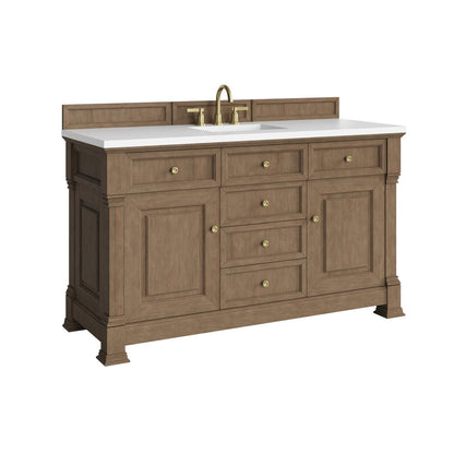 James Martin - Brookfield 60" Single Vanity, Pecan, w/ 3 CM White Zeus Silestone  Top - 547-V60S-PCN-3WZ view 10