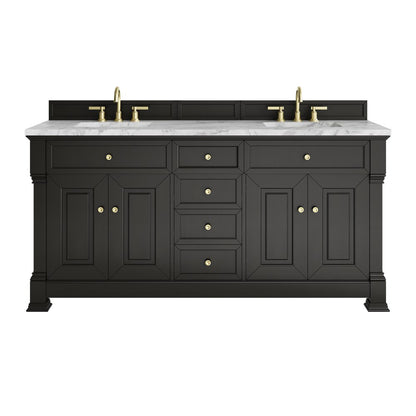 James Martin - Brookfield 72" Double Vanity, Black Onyx w/3 CM Carrara White Marble Top - 547-V72-BKO-3CAR view 1