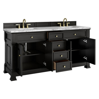 James Martin - Brookfield 72" Double Vanity, Black Onyx w/3 CM Carrara White Marble Top - 547-V72-BKO-3CAR view 8