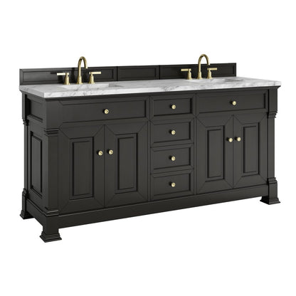 James Martin - Brookfield 72" Double Vanity, Black Onyx w/3 CM Carrara White Marble Top - 547-V72-BKO-3CAR view 10