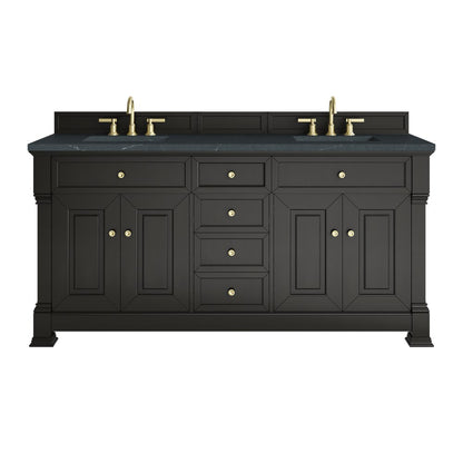 James Martin - Brookfield 72" Double Vanity, Black Onyx, w/ 3 CM Charcoal Soapstone Silestone Top - 547-V72-BKO-3CSP view 1