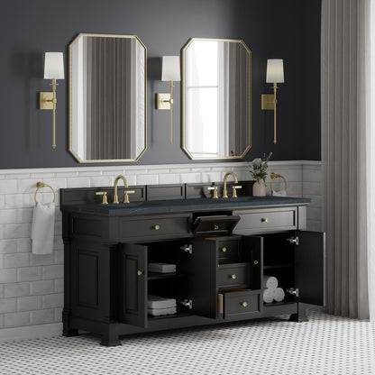 James Martin - Brookfield 72" Double Vanity, Black Onyx, w/ 3 CM Charcoal Soapstone Silestone Top - 547-V72-BKO-3CSP view 5