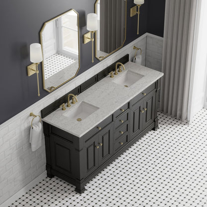 James Martin - Brookfield 72" Double Vanity, Black Onyx w/ 3 CM Eternal Jasmine Pearl Silestone Top - 547-V72-BKO-3EJP view 7
