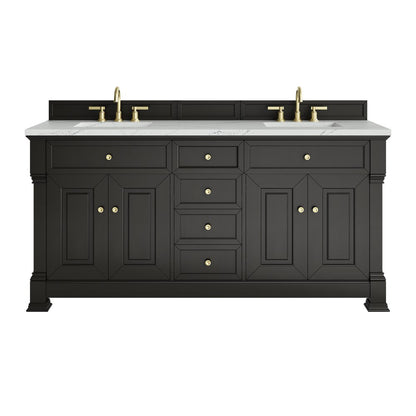 James Martin - Brookfield 72" Double Vanity, Black Onyx w/ 3 CM Ethereal Noctis Silestone Top - 547-V72-BKO-3ENC view 1