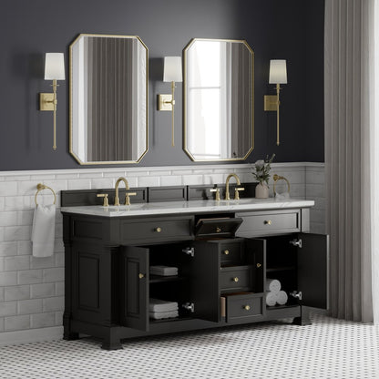 James Martin - Brookfield 72" Double Vanity, Black Onyx w/ 3 CM Ethereal Noctis Silestone Top - 547-V72-BKO-3ENC view 5