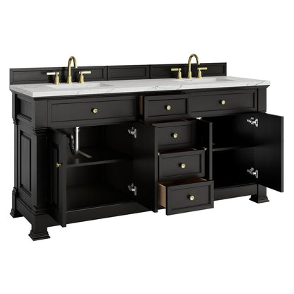 James Martin - Brookfield 72" Double Vanity, Black Onyx w/ 3 CM Ethereal Noctis Silestone Top - 547-V72-BKO-3ENC view 8