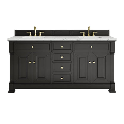 James Martin - Brookfield 72" Double Vanity, Black Onyx w/ 3 CM Ethereal Noctis Silestone Top w/ FreePower Wireless Charger - 547-V72-BKO-FENC view 1