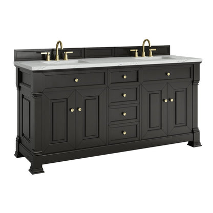 James Martin - Brookfield 72" Double Vanity, Black Onyx w/ 3 CM Ethereal Noctis Silestone Top w/ FreePower Wireless Charger - 547-V72-BKO-FENC view 14