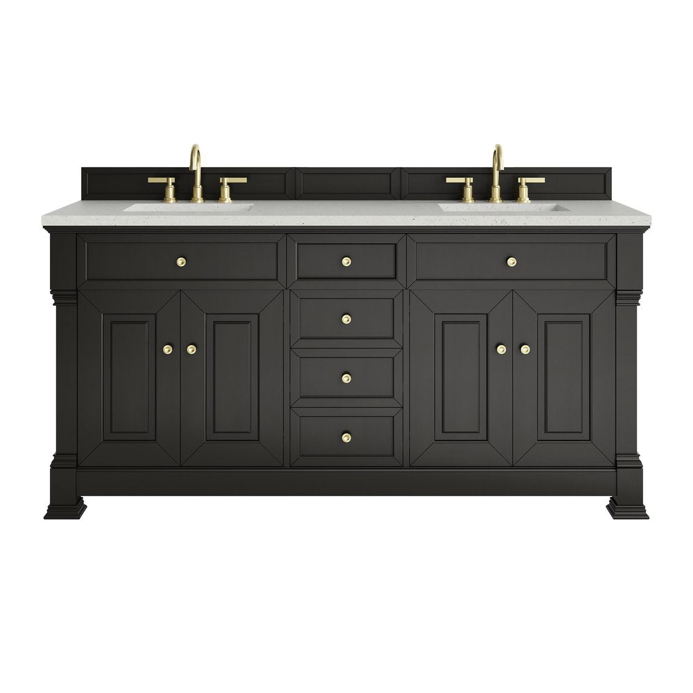 James Martin - Brookfield 72" Double Vanity, Black Onyx w/ 3 CM Lime Delight Silestone Top - 547-V72-BKO-3LDL view 1
