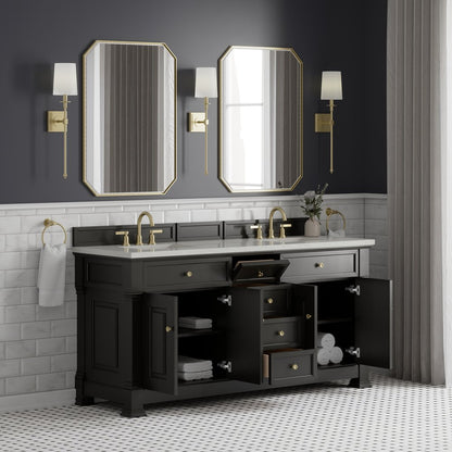 James Martin - Brookfield 72" Double Vanity, Black Onyx w/ 3 CM Lime Delight Silestone Top - 547-V72-BKO-3LDL view 5