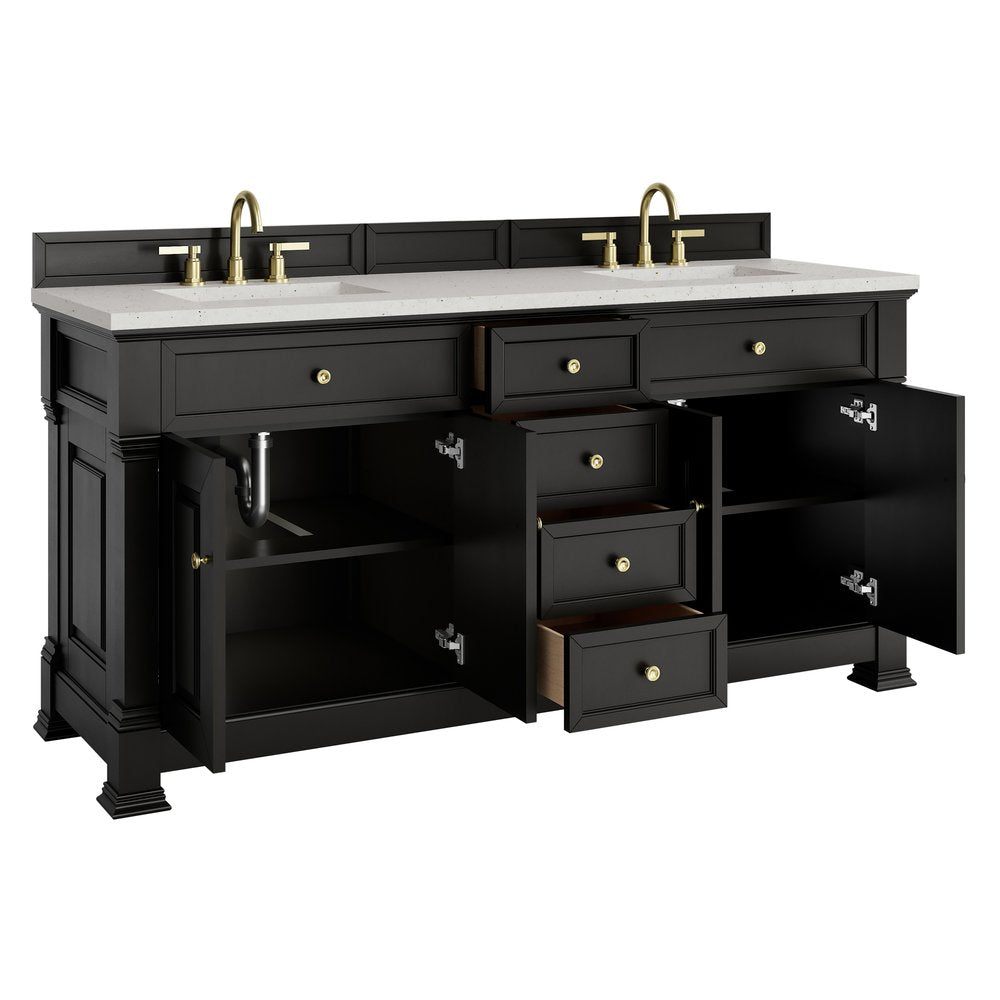 James Martin - Brookfield 72" Double Vanity, Black Onyx w/ 3 CM Lime Delight Silestone Top - 547-V72-BKO-3LDL view 8