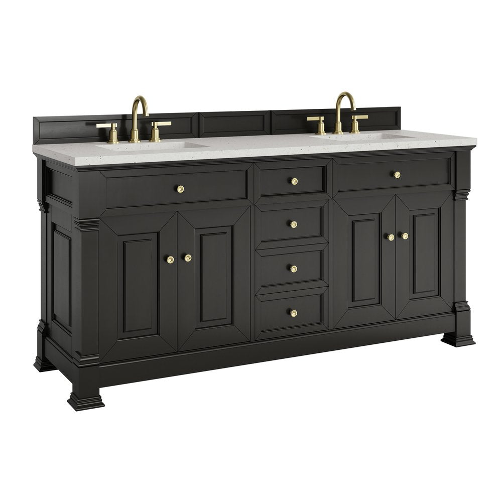 James Martin - Brookfield 72" Double Vanity, Black Onyx w/ 3 CM Lime Delight Silestone Top - 547-V72-BKO-3LDL view 10