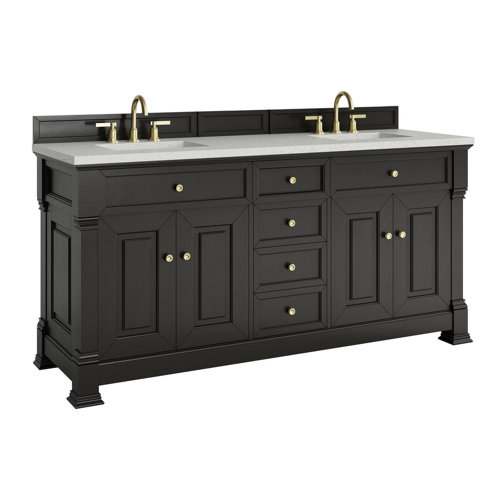 James Martin - Brookfield 72" Double Vanity, Black Onyx w/ 3 CM Lime Delight Silestone Top - 547-V72-BKO-3LDL view 11