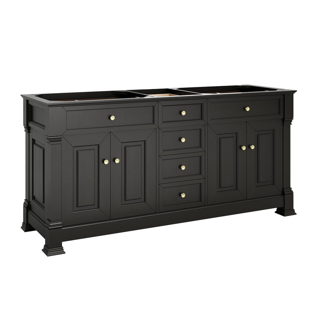 James Martin - Brookfield 72" Double Vanity, Black Onyx w/ 3 CM Parisien Bleu Silestone Top - 547-V72-BKO-3PBL view 2