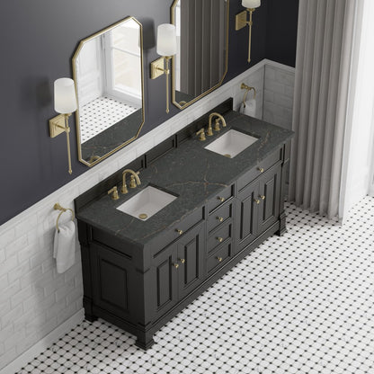 James Martin - Brookfield 72" Double Vanity, Black Onyx w/ 3 CM Parisien Bleu Silestone Top - 547-V72-BKO-3PBL view 7