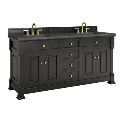 James Martin - Brookfield 72" Double Vanity, Black Onyx w/ 3 CM Parisien Bleu Silestone Top - 547-V72-BKO-3PBL view 11