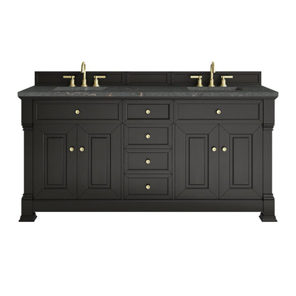 James Martin - Brookfield 72" Double Vanity, Black Onyx w/ 3 CM Parisien Bleu Silestone Top w/ FreePower Wireless Charger - 547-V72-BKO-FPBL view 2